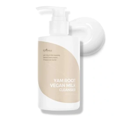 Afbeelding van IsNtree Veganistische melkreiniger met yamwortel, 220 ml, 7,43 fl.oz, rijke en romige textuur die de huidbarrière beschermt.