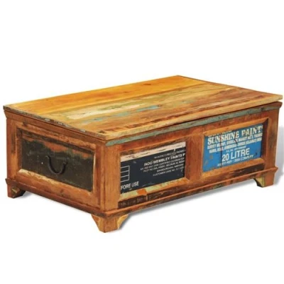 Afbeelding van Salontafel met opslagruimte vintage stijl gerecycled hout