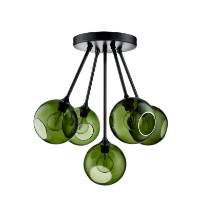Afbeelding van Ballroom Molecule plafondlamp, groen, glas, 5 lamps