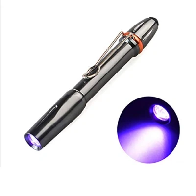 Afbeelding van Mini zaklamp, uv led, 395 nm, zaklamp voor pen, paars detectielicht met penclip (1 stuk)