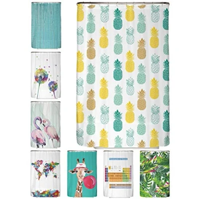 Afbeelding van Arteneur® Douchegordijn 120 x 200 van dik machinewasbaar polyester weefsel, schimmelwerend en waterdicht, inclusief 12 gordijnhaken (Ananas)