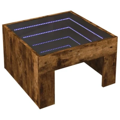 Image de vidaXL Table basse avec LED infini chêne fumé 50x50x30 cm847606