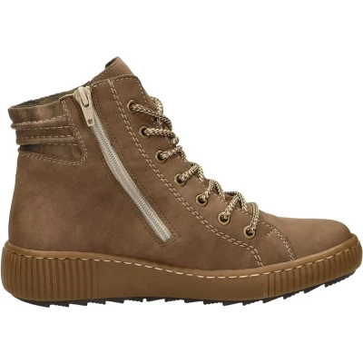 Afbeelding van Rieker Veterboots, Dames, Maat: 36, Taupe Hoogwaardig imitatieleer