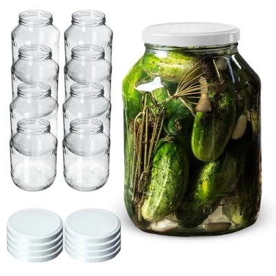 Afbeelding van KADAX Weck Set van 8 voorraadpotten, rond, met wit deksel, 2,5 liter, diameter 100 mm