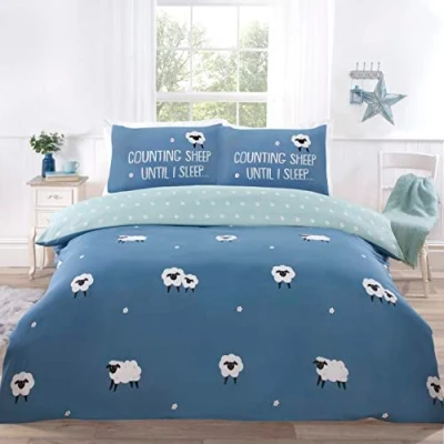 Afbeelding van Dekbedovertrek Counting Sheep Blauw Microvezel Tweepersoons 200x200cm 2st. 50x75cm Kussenslopen