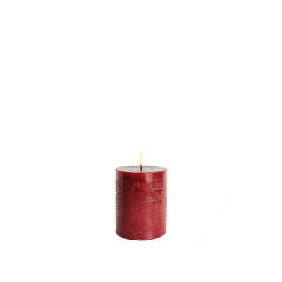 Image de Uyuni Lighting Bougie cylindrique LED 7,8 x 10,1 cm Rustic Carmine Red