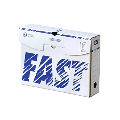 Afbeelding van Fast 10 archiefdozen van karton, rug 8 cm, handmatige montage, wit/blauw