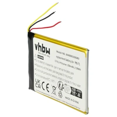 Image de Batterie Li Polymer vhbw 700mAh (3.7V) pour eBook Reader Sony Portable PRS T1, T2. Remplace:1 853 104 11, LIS1476, LIS1476MHPPC(SY6).