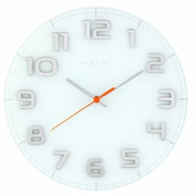 Afbeelding van Nextime Ne 8817Wi Wandklok Dia. 30 X 3.5 Cm, Glass, White, &#039;Classy Round&#039;