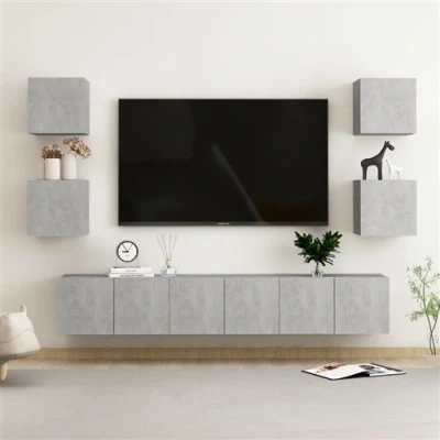 Afbeelding van vidaXL 7 delige Tv meubelset bewerkt hout betongrijs