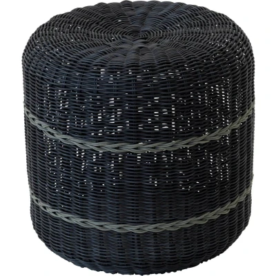 Afbeelding van Poef Saigon wicker zwart ø41x40cm