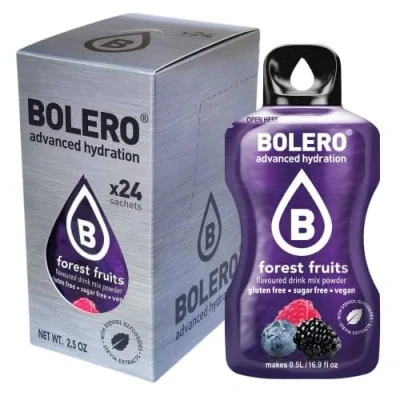 Image de Bolero FOREST fruits 24x3g Jus en poudre sans sucre, édulcoré à la stévia + vitamine C pour enfants et sportifs gluten, végétalien le goût des bois
