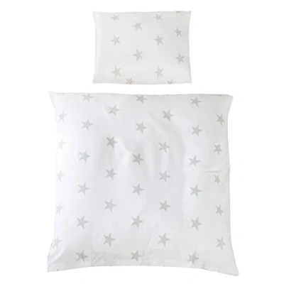 Afbeelding van Roba Beddengoed Little Stars 80 X Cm Katoen Wit/grijs 2 delig