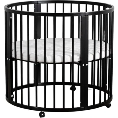 Afbeelding van Buxibo Baby Box Grondbox Speelbox Playpen Kinderbox Rond Inclusief Matras Op Wielen 95x95x80.5cm Zwart