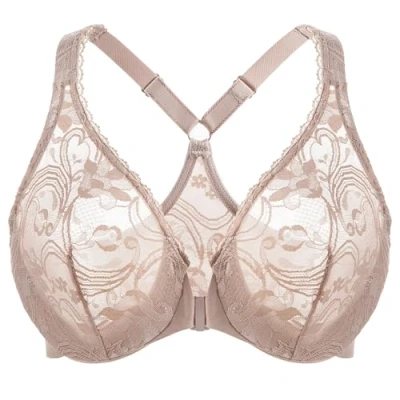 Afbeelding van MELENECA Damesbeha met kanten racerback, grote maat, Beige