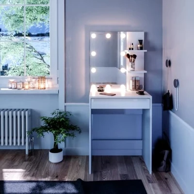 Afbeelding van Vicco kaptafel met licht Isabelle, Wit, 60 cm LED verlichting