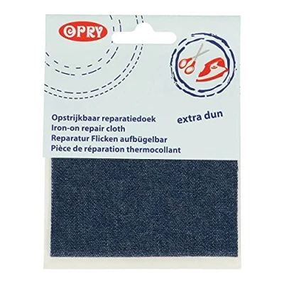 Afbeelding van OPRY REPARATIEDOEK JEANS OPSTRIJKBAAR 10X40CM DUN DONKERBLAUW
