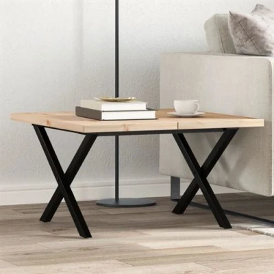 Image de vidaXL Table basse cadre en X 60x60x40,5cm bois de pin massif et acier3282748