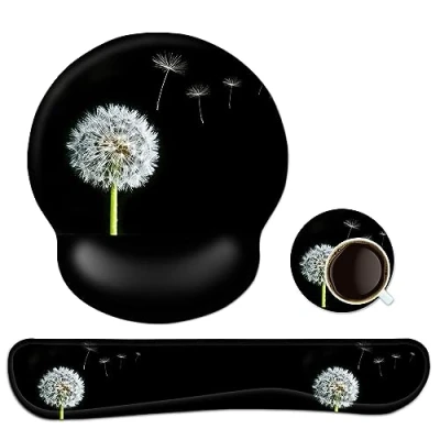 Afbeelding van 3 in 1 polssteunset, muismat met gelkussen + polssteun, toetsenbord onderzetter, ergonomische handsteun, antislip gaming