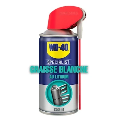 Afbeelding van WD 40 Specialist Wit vet met lithium spray twee posities Witte en dikke formule Water hittebestendig Anti slijtage eigenschappen 250 ml grijs