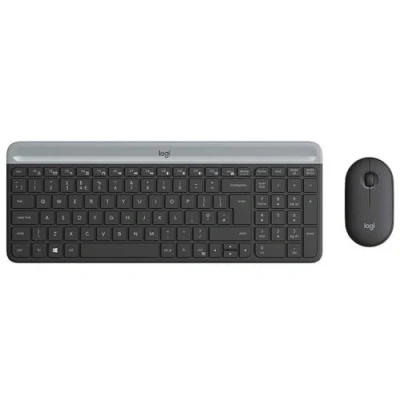 Image de Logitech MK470, Ensemble Clavier et Souris sans Fil Ultra fin Disposition Compacte Plate, Récepteur USB 2,4 GHz avec Connectivité Prête à l&#039;Emploi, Allemande QWERTZ Graphite