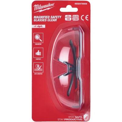 Afbeelding van Milwaukee VEILIGHEIDS BRIL Met Lees Gedeelte Op Sterkte Helder Glas +1