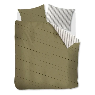 Afbeelding van vtwonen Striped Hearts Dekbedovertrek 240 x 200/220 cm Groen