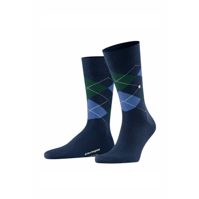 Afbeelding van Burlington Wol Edinburgh Blauw 6879 maat 40 46 Heren Halfhoge sokken Nylon Suitable Herenkleding