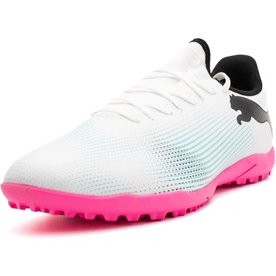 Afbeelding van Puma Future PLAY TT Voetbalschoenen voor kunstgras, Heren, Maat: 44, White/black/poison pink Hoogwaardig imitatieleer