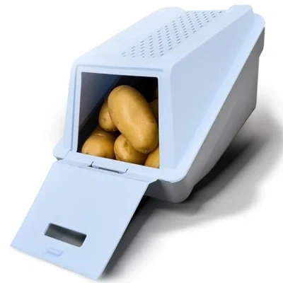 Afbeelding van ARTECSIS Aardappelopbergdoos, ijsblauw, 1 set S, 3,5 l, stapelbare groentebox met EasyClick technologie, inclusief groentestickers
