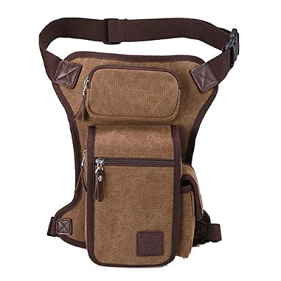 Afbeelding van Rechte Canvas Rugzak Dames Tas Tactische Militaire Motorfiets Fiets Wandelen Camping Outdoor Reizen Multi Pocket Beentas Koffiepakket, #17Koffie