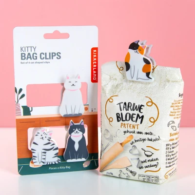 Afbeelding van Kikkerland vershoudclips Kitty set 4 stuks
