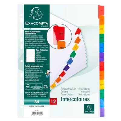 Afbeelding van Exacompta 1113E 20x Intercal.Mois A4 car
