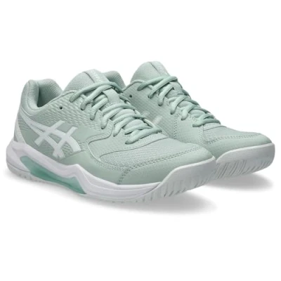 Afbeelding van Asics GEL Dedicate 8 Tennisschoenen voor alle ondergronden, Dames, Maat: 37, Lichen rock/white Imitatieleer/ textiel