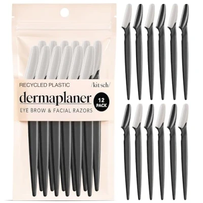 Afbeelding van Kitsch Dermaplaning Tool Scheermes voor Vrouwen Eyebrow Razor &amp; Face Shaver Gezichtsverwijdering Dermaplane Gezicht, 12 stuks (zwart)