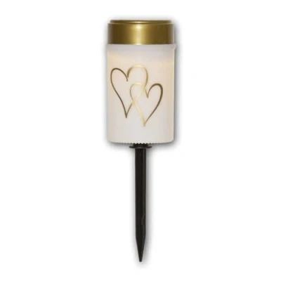 Afbeelding van LED grondspies lamp Hartig, wit/goud 12 cm kunststof