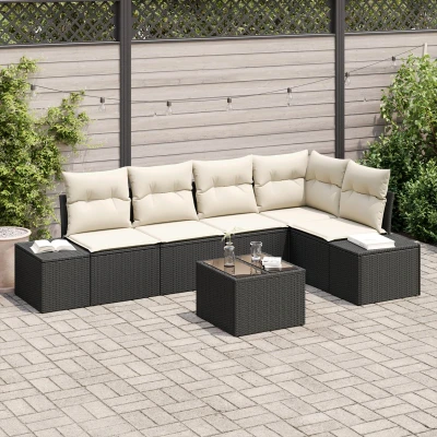 Afbeelding van vidaXL 5 delige tuinbankset met kussens Bruin poly rattan