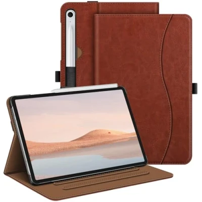 Afbeelding van Fintie Samsung Galaxy Tab S9 FE 10,9 inch / 11 2023 tablethoes, multi hoek beschermhoes met documentenvak en automatische slaap /waakfunctie, bruin