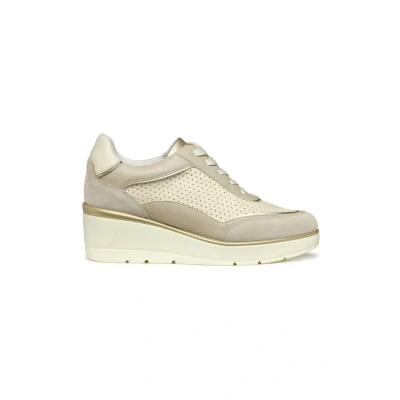 Afbeelding van Geox D ILDE Sneakers laag, Dames, Maat: 39, Beige light taupe Leer/ synthetisch