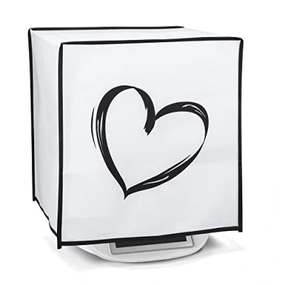 Afbeelding van kwmobile Beschermhoes geschikt voor Thermomix TM5 / TM6 Hoes keukenmachine in zwart wit Brushed Hart design