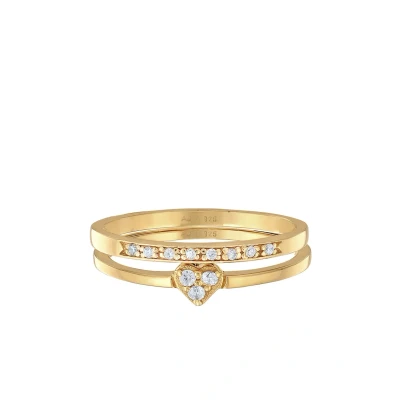 Afbeelding van Elli Ring Dames hart memoire set van 2 met zirkonia kristallen in 925 sterling zilver