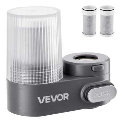 Image de VEVOR Filtre à eau pour robinet purificateur d&#039;eau vertical gris avec 3 filtres