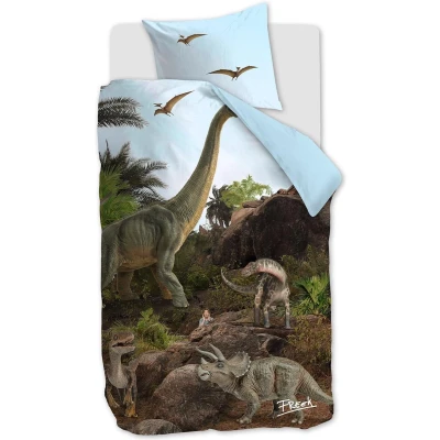 Afbeelding van FREEK VONK Dappere Dinos dekbedovertrek Eenpersoons 140x200 Naturel