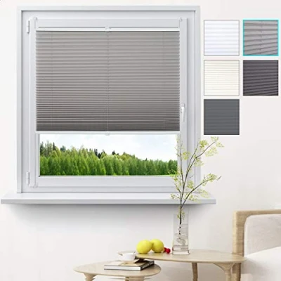 Afbeelding van WOLTU® VH5552gr rolgordijn met plooien zonder boren voor ramen of deuren, 45 x 130 cm, grijs