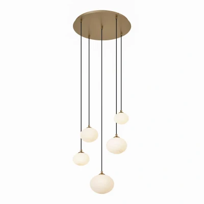 Afbeelding van QAZQA yani Art Deco Hanglamp 5 lichts Ø 58 cm Goud Woonkamer Slaapkamer Keuken