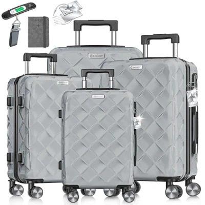 Afbeelding van KESSER® Kofferset 4 delig Reiskoffer met Wielen inclusief Paspoorthouder &amp; kofferweegschaal bagagelabel Trolley Reiskofferset groote Koffers Handbagage / Ruimbagage Iron Grey