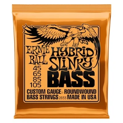 Afbeelding van Ernie Ball 4er bas nikkel omwonden 45 105 Hybrid Slinky 65 85 Snarenset voor 4 string basgitaar