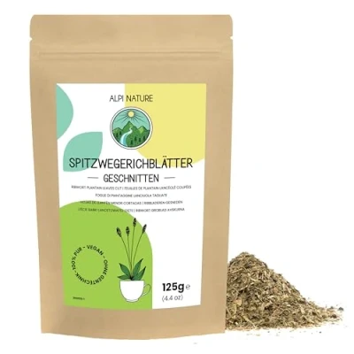 Afbeelding van Weegbree Thee Lancetvormig 125 g van Alpi Natuur, Gedroogde Bladeren, Losse Thee, kruid voor de bereiding en Kruidenthee