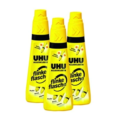 Afbeelding van UHU alleslijm flinke fles, glasheldere in de unieke fles met roterende kleefkop, 3 x 35 g