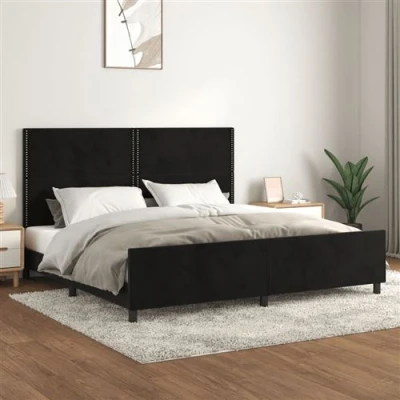 Afbeelding van vidaXL Bedframe met hoofdeinde fluweel zwart 200x200 cm